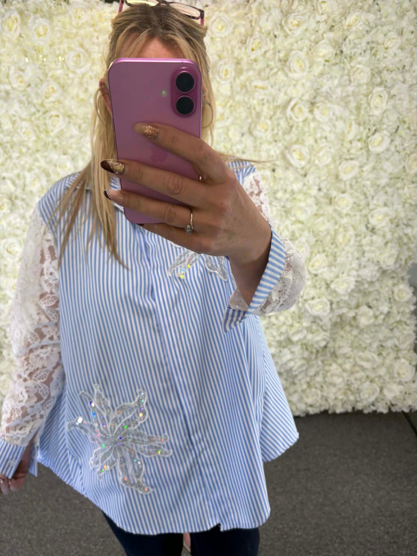 AMATE - Striped Sequin Blouse 14 to 22/24