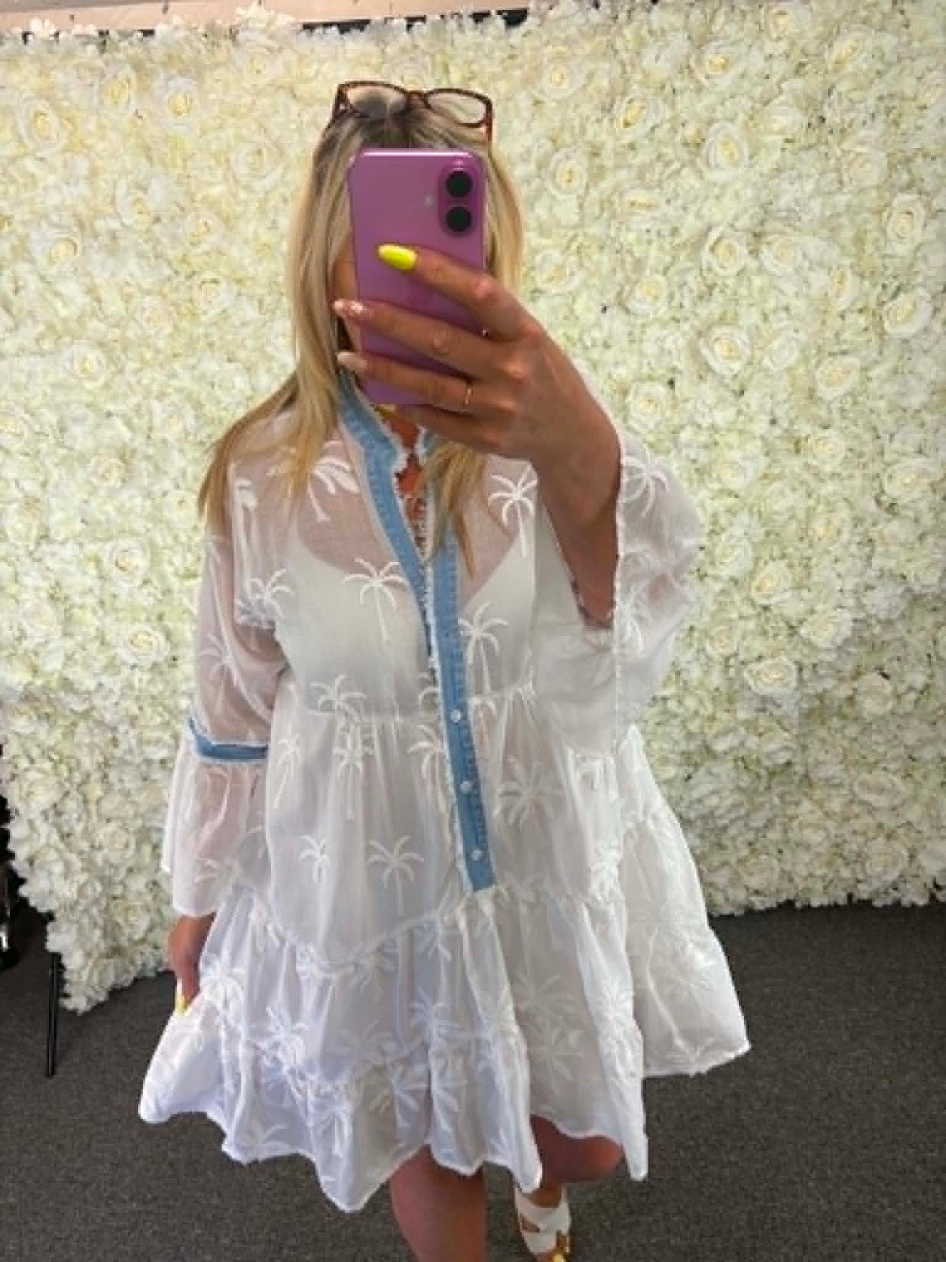 Suzanne -Denim Trim Smock Dress 12 to 18