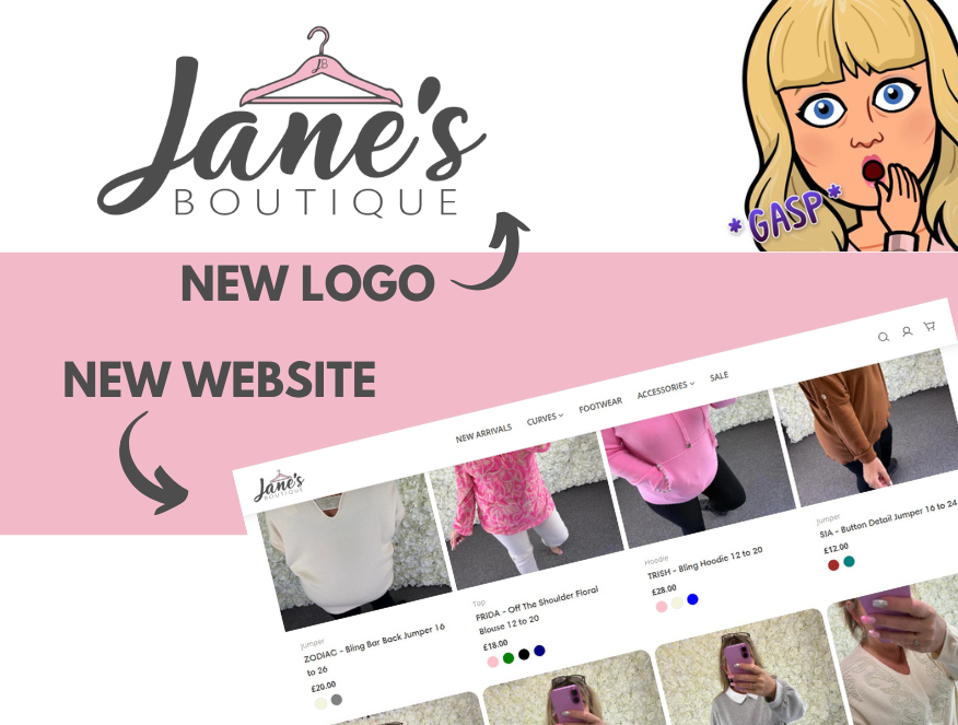 New logo and redesigned website - Jane's Boutique