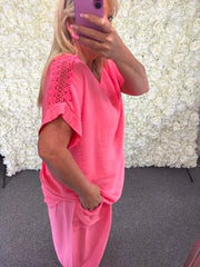 Kaya -  Crochet Shoulder Blouse 14 to 22