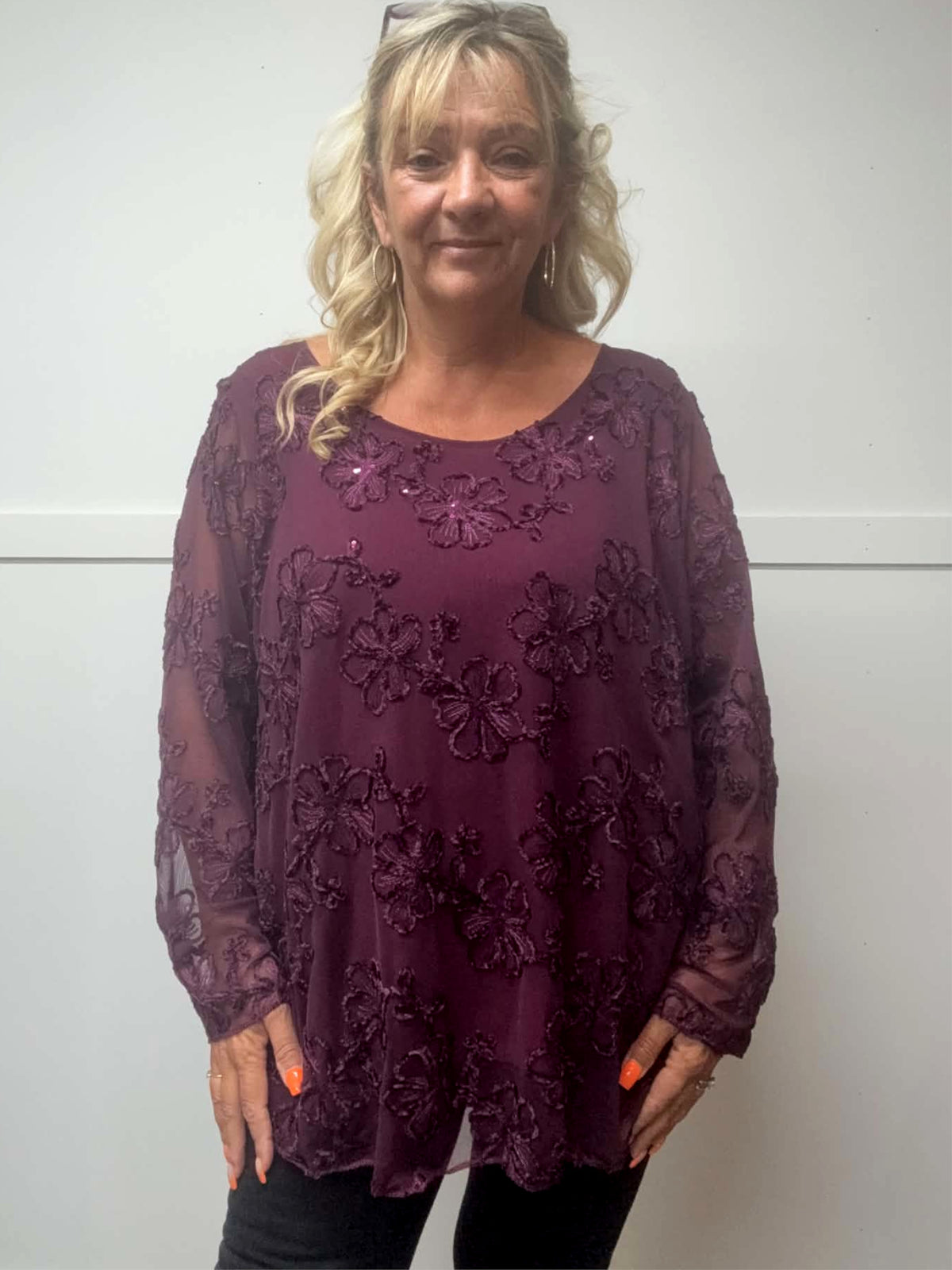 DAISY - Sequin Flower Blouse 14 to 24