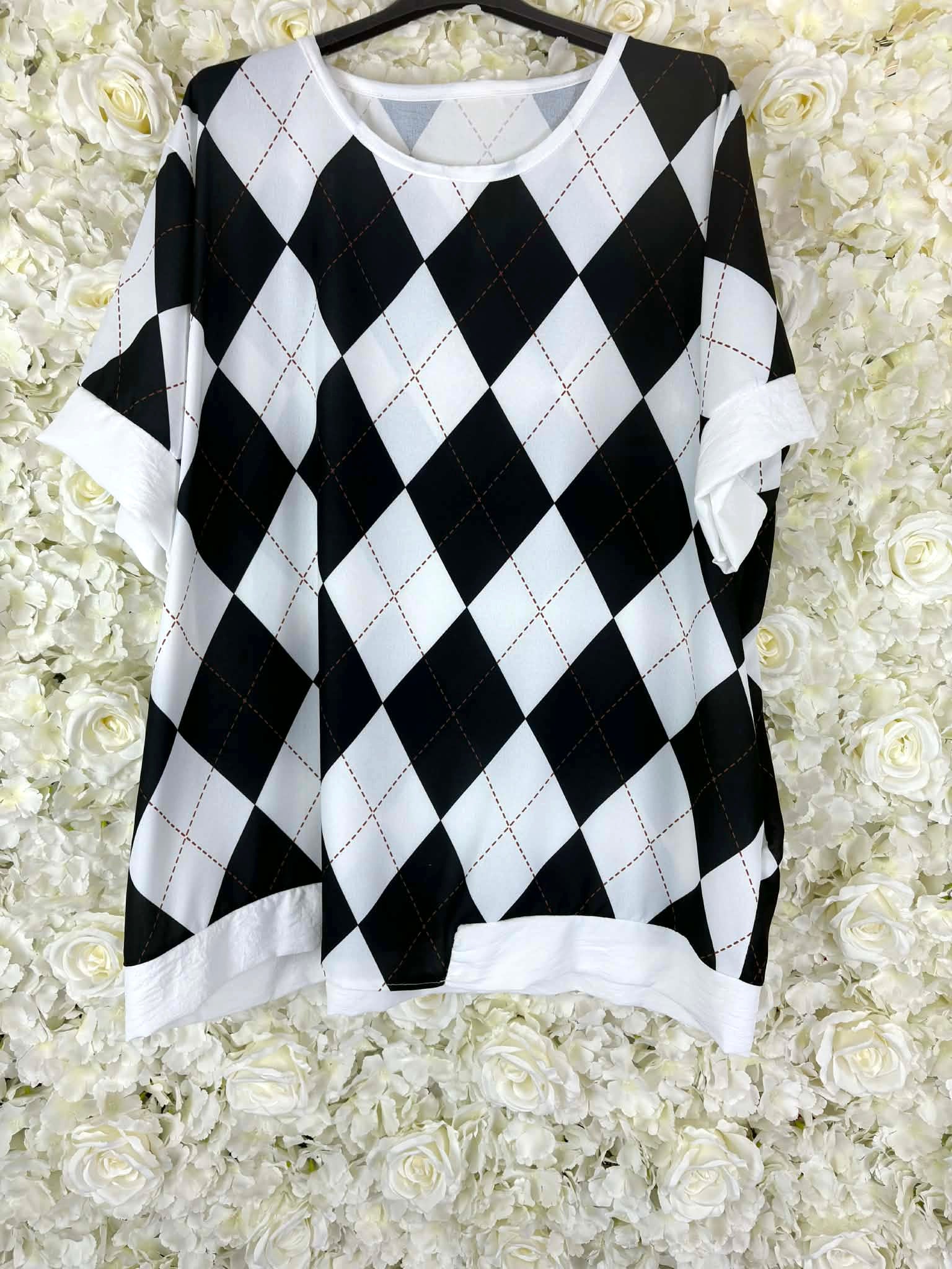 HANNAH - Argyle Print Blouse 16 to 24