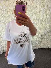 Oslo - Bling Leopard Print Heart T shirt 16 to 24