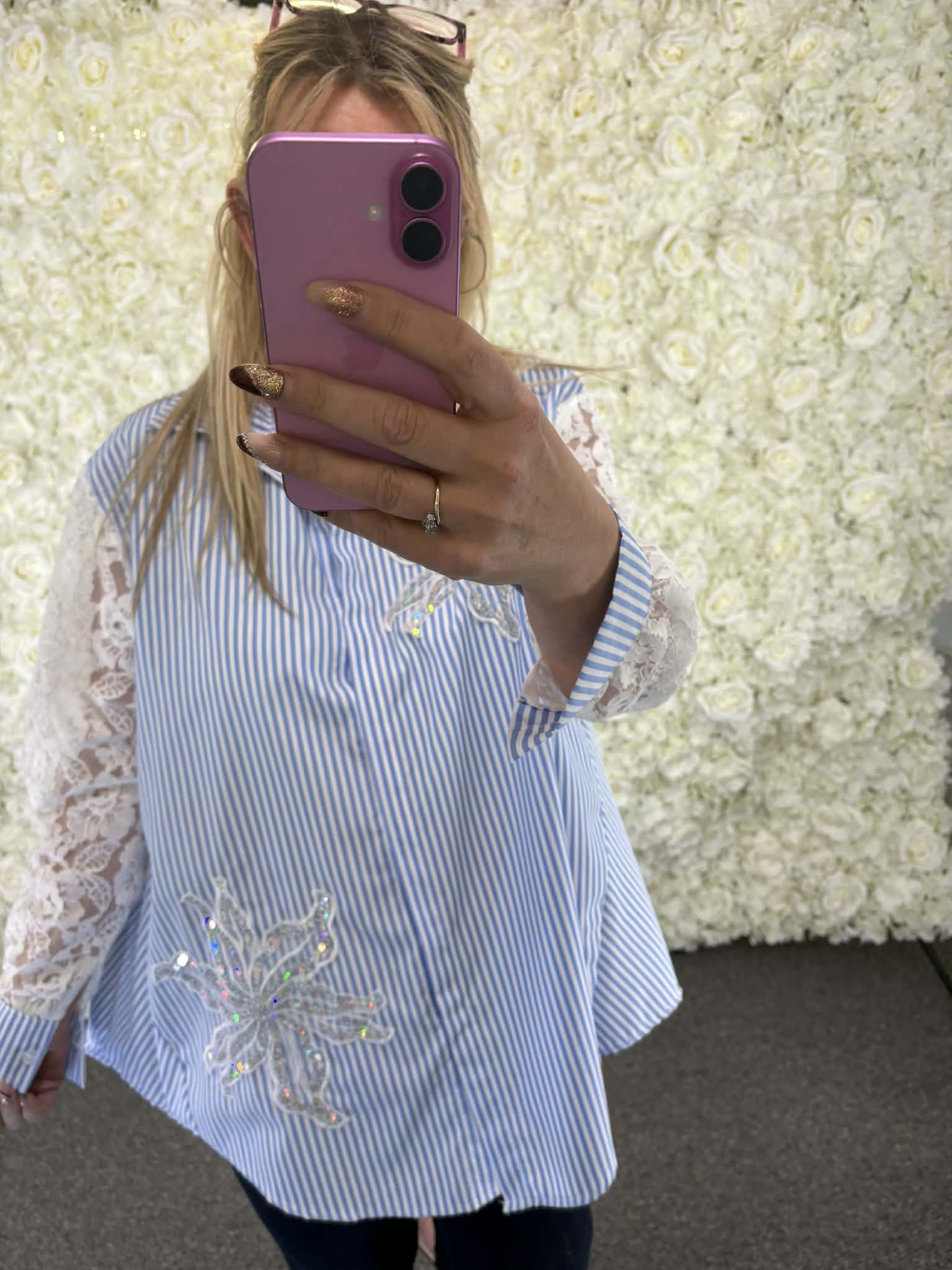 AMATE - Striped Sequin Blouse 14 to 22/24