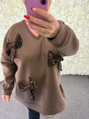 Suzana - Sequin Bow Sweatshirt 16 to 24