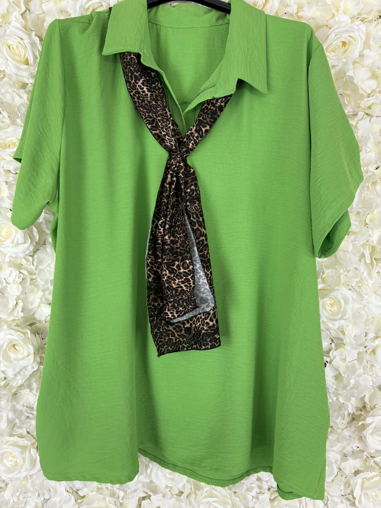 Kirsty - Leopard Print Scarf Blouse 16 to 24