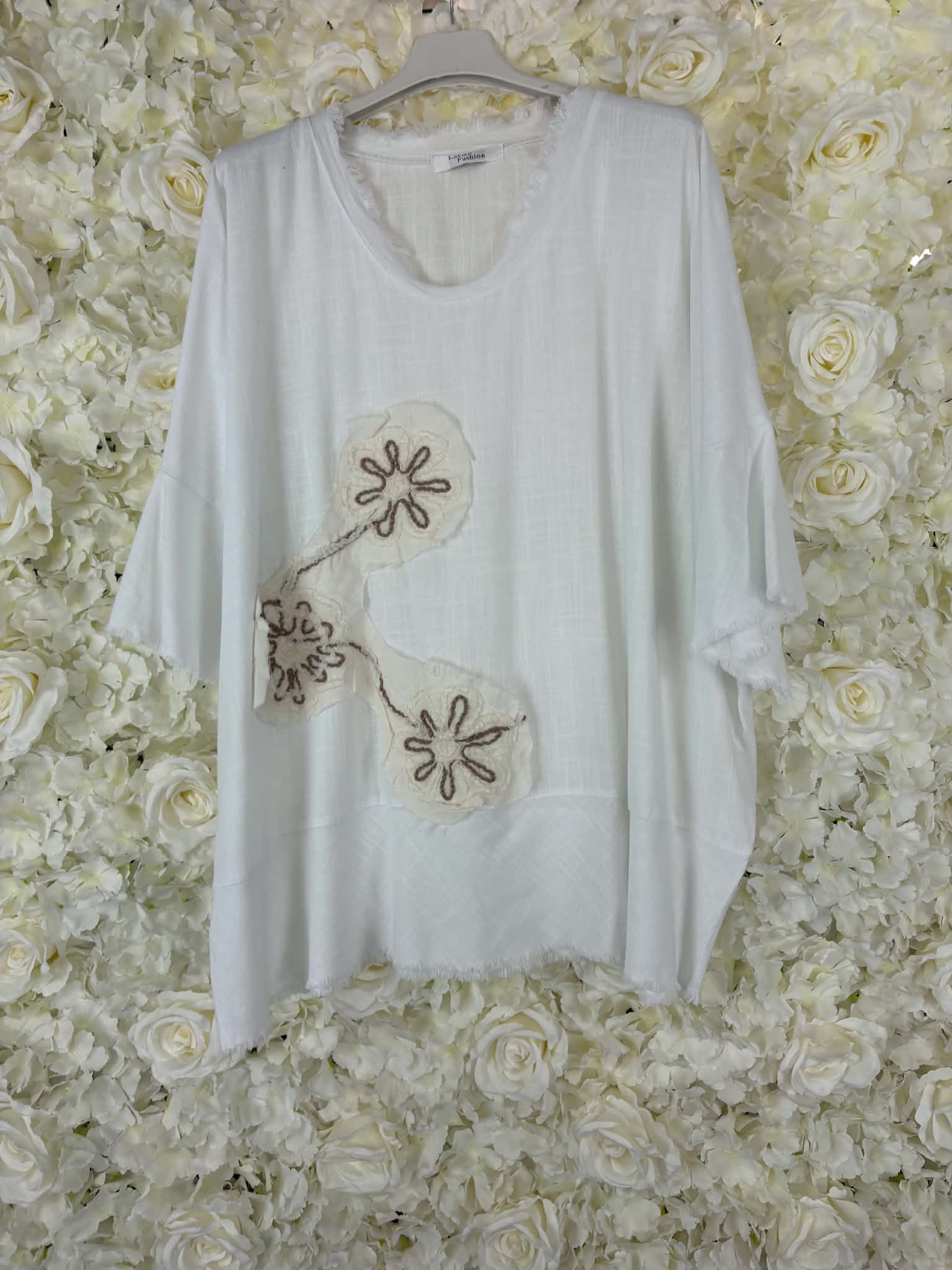 Betty - Linen Mix Flower Blouse 14 to 24