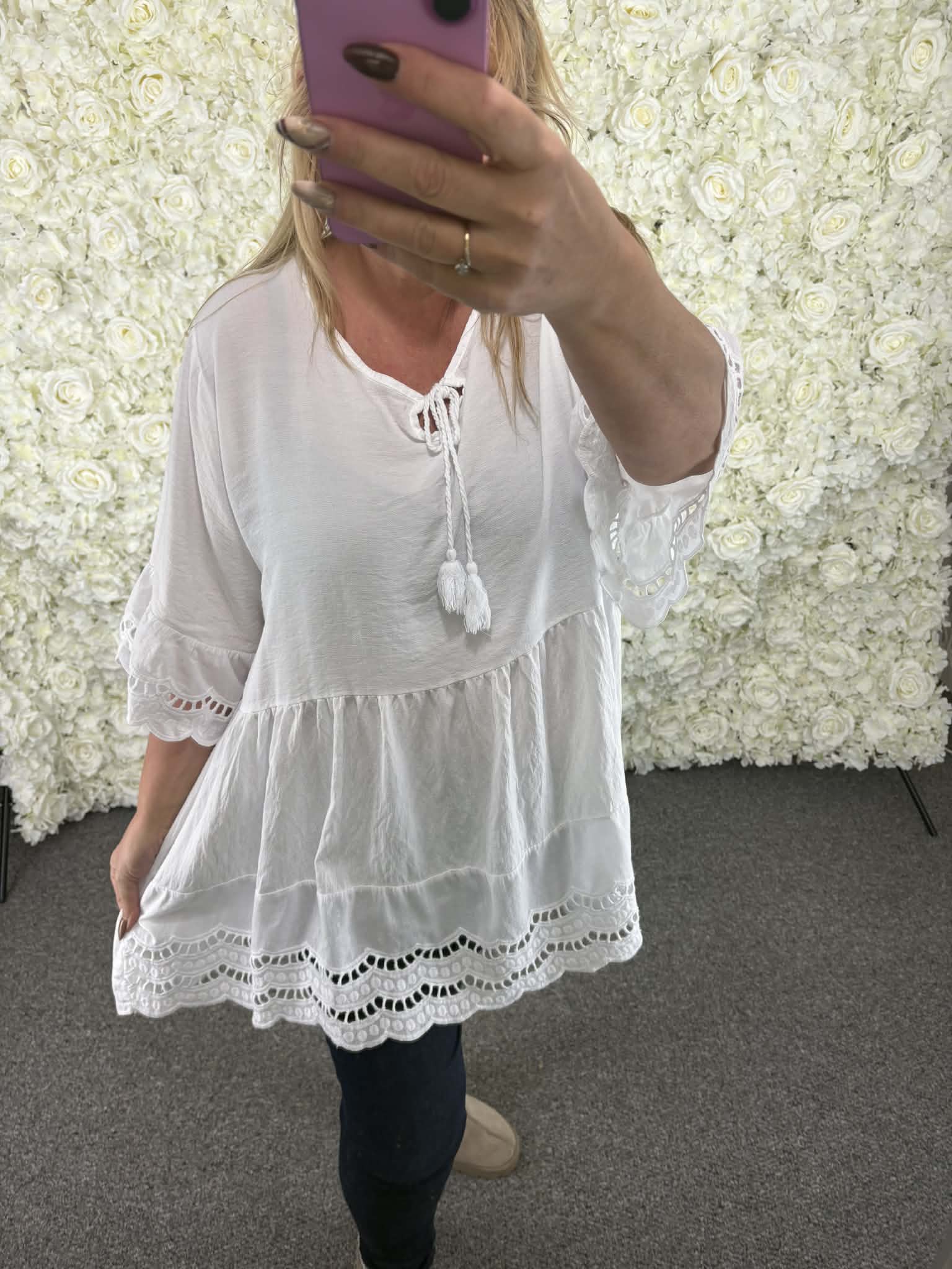 Cathy - Crochet Style Blouse 16 to 24
