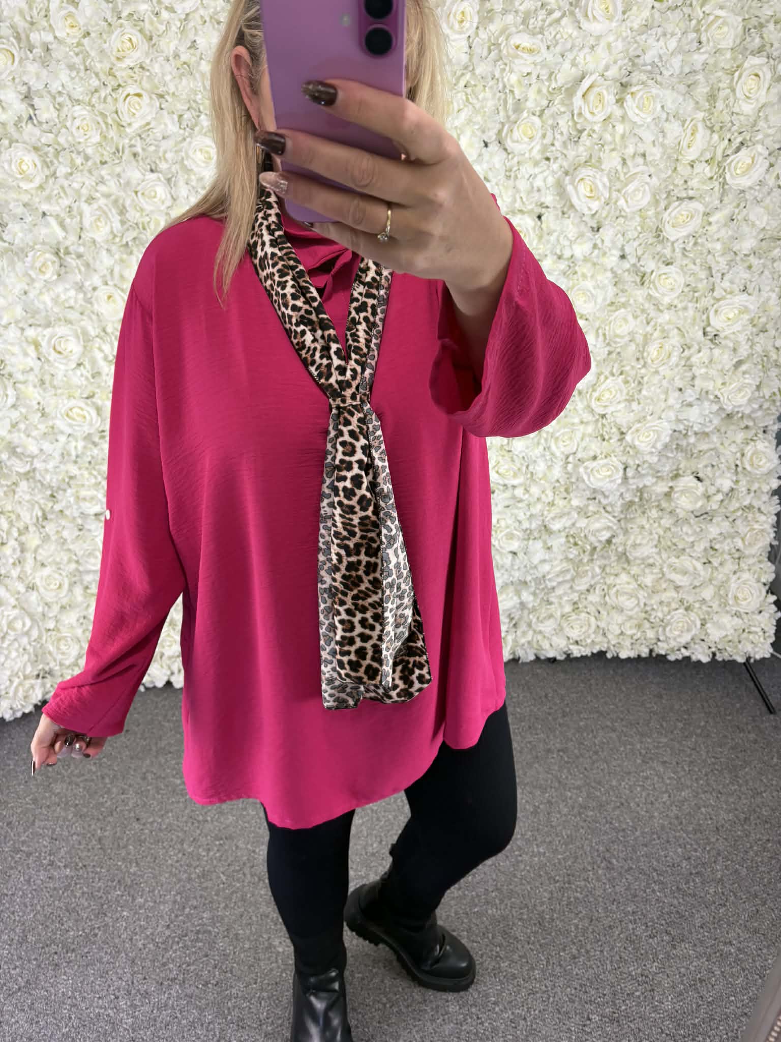 Dawn - Leopard Print Scarf Blouse 16 to 24