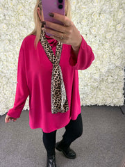 Dawn - Leopard Print Scarf Blouse 16 to 24