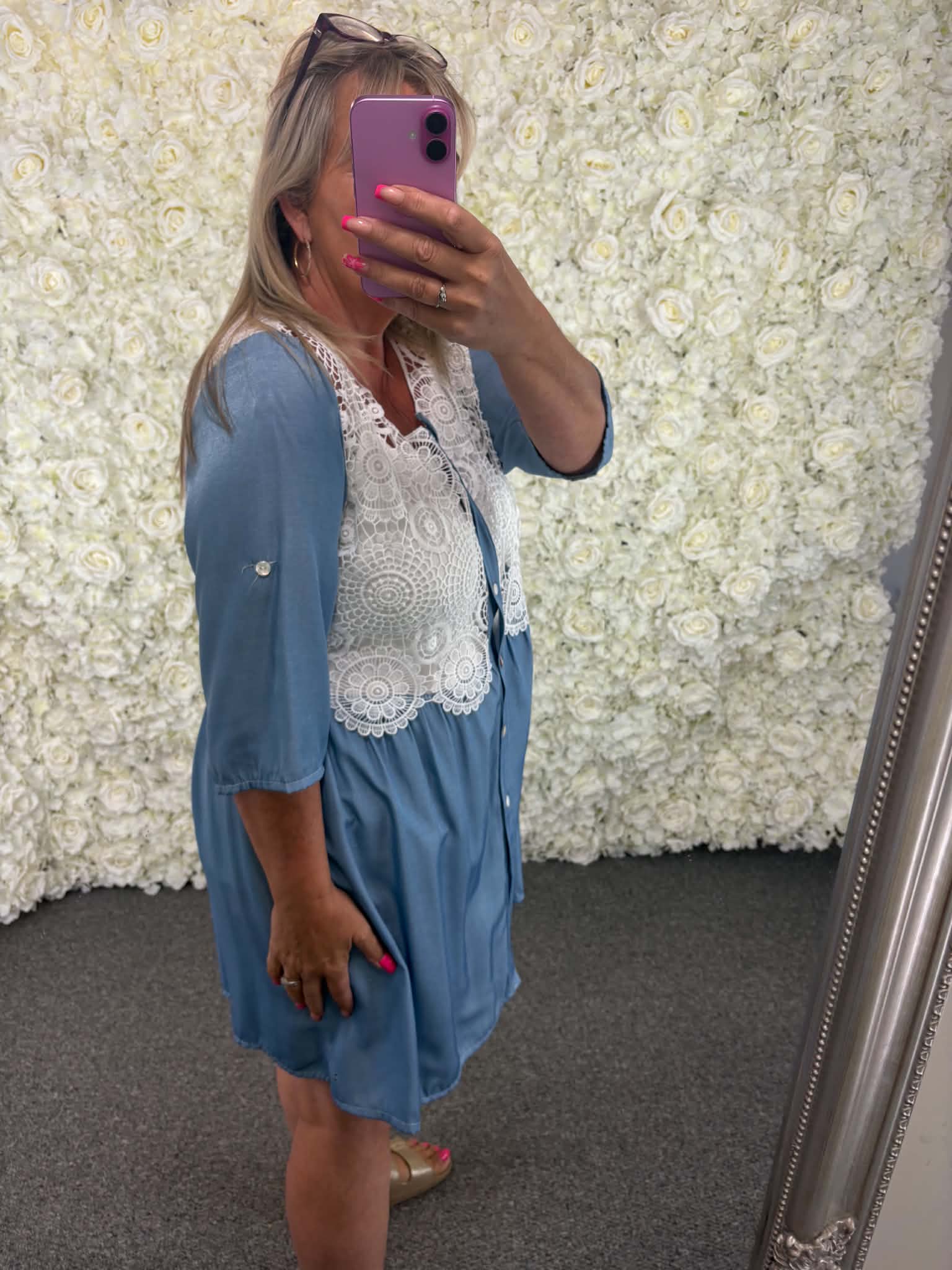 Pixie - Denim Style Crochet Dress 10 to 14/16