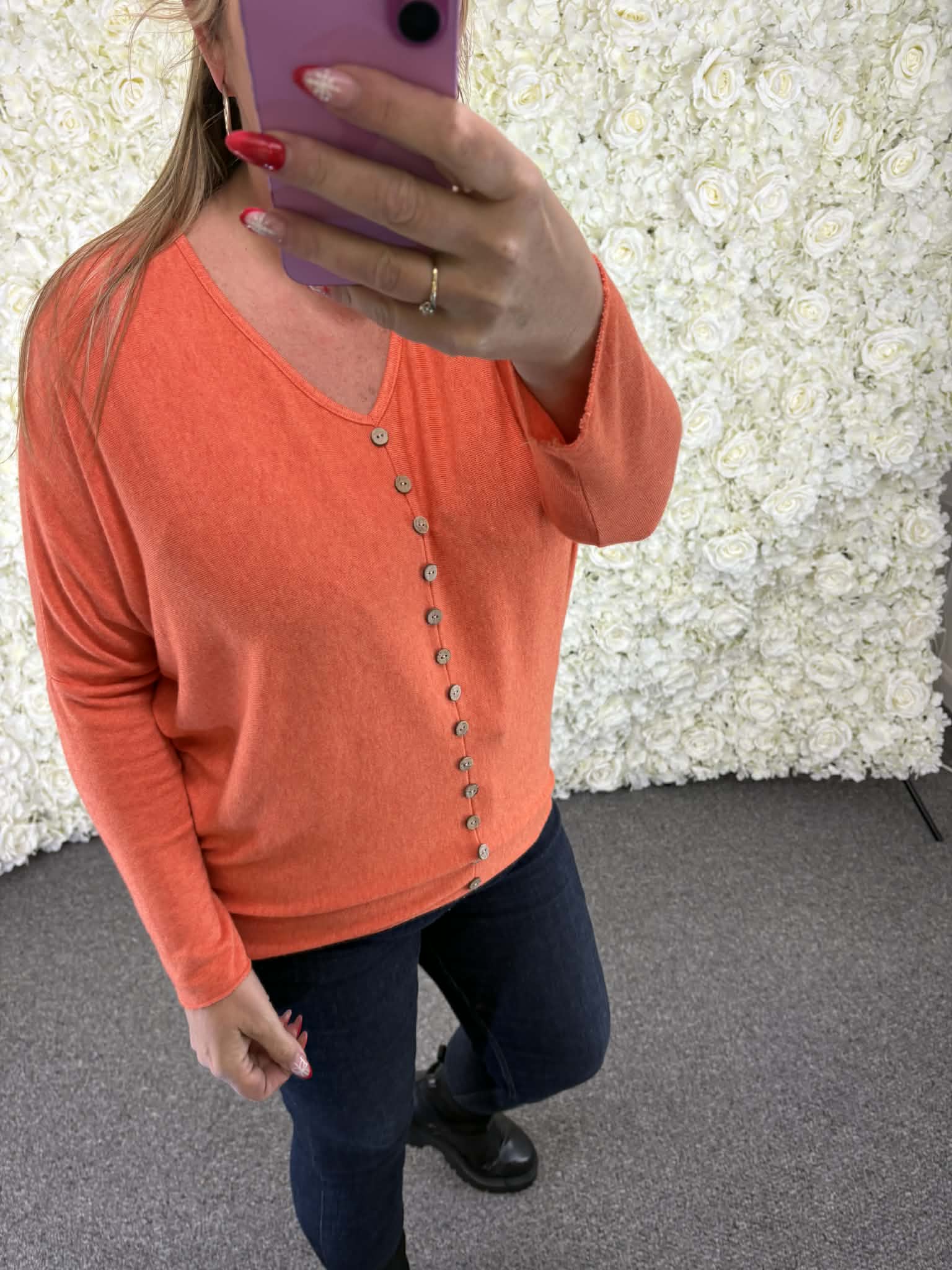 Alison - Fine Knit Button Top 14 to 22