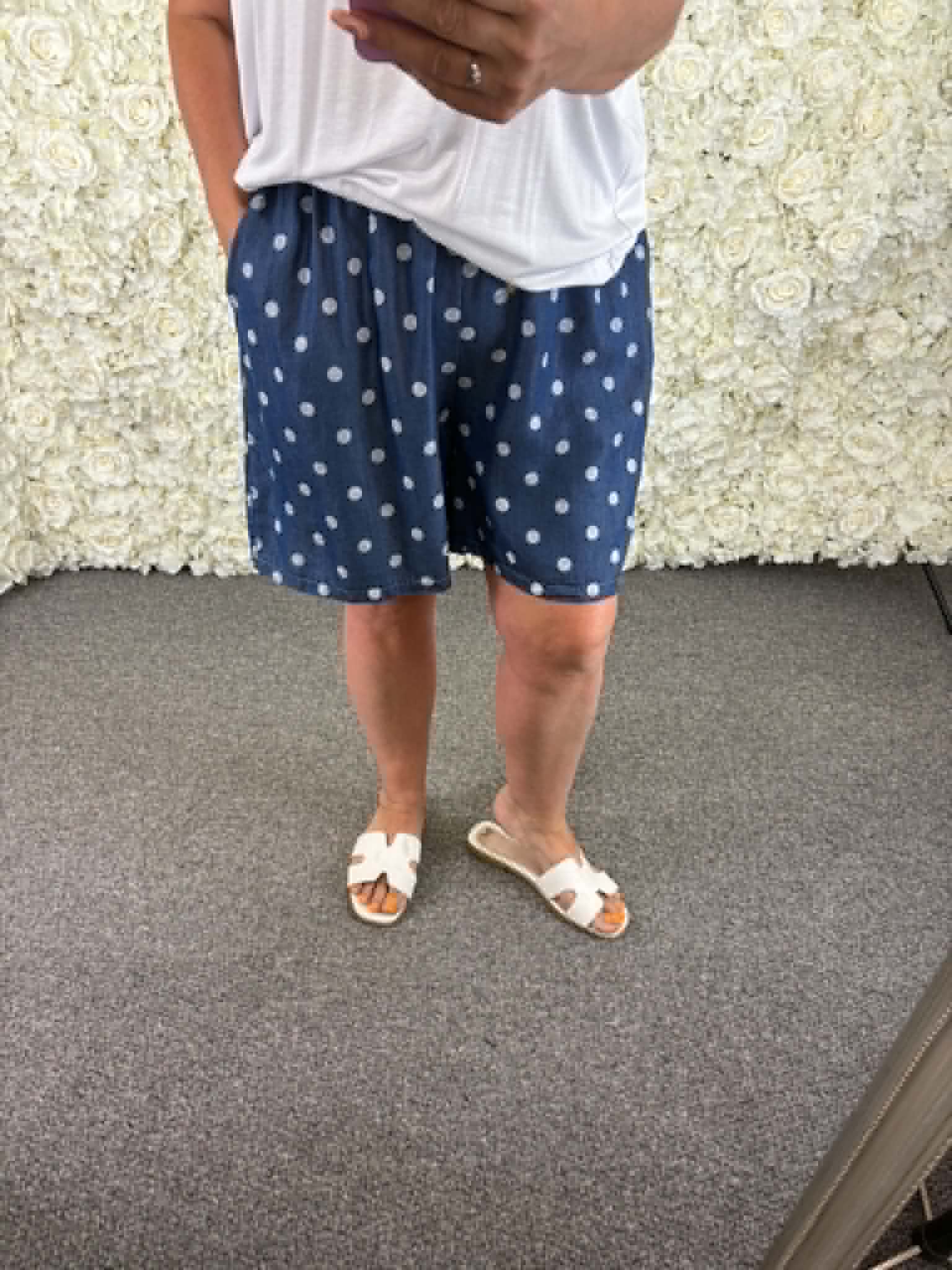 Jilly - Polka Dot Denim Shorts 14 to 24