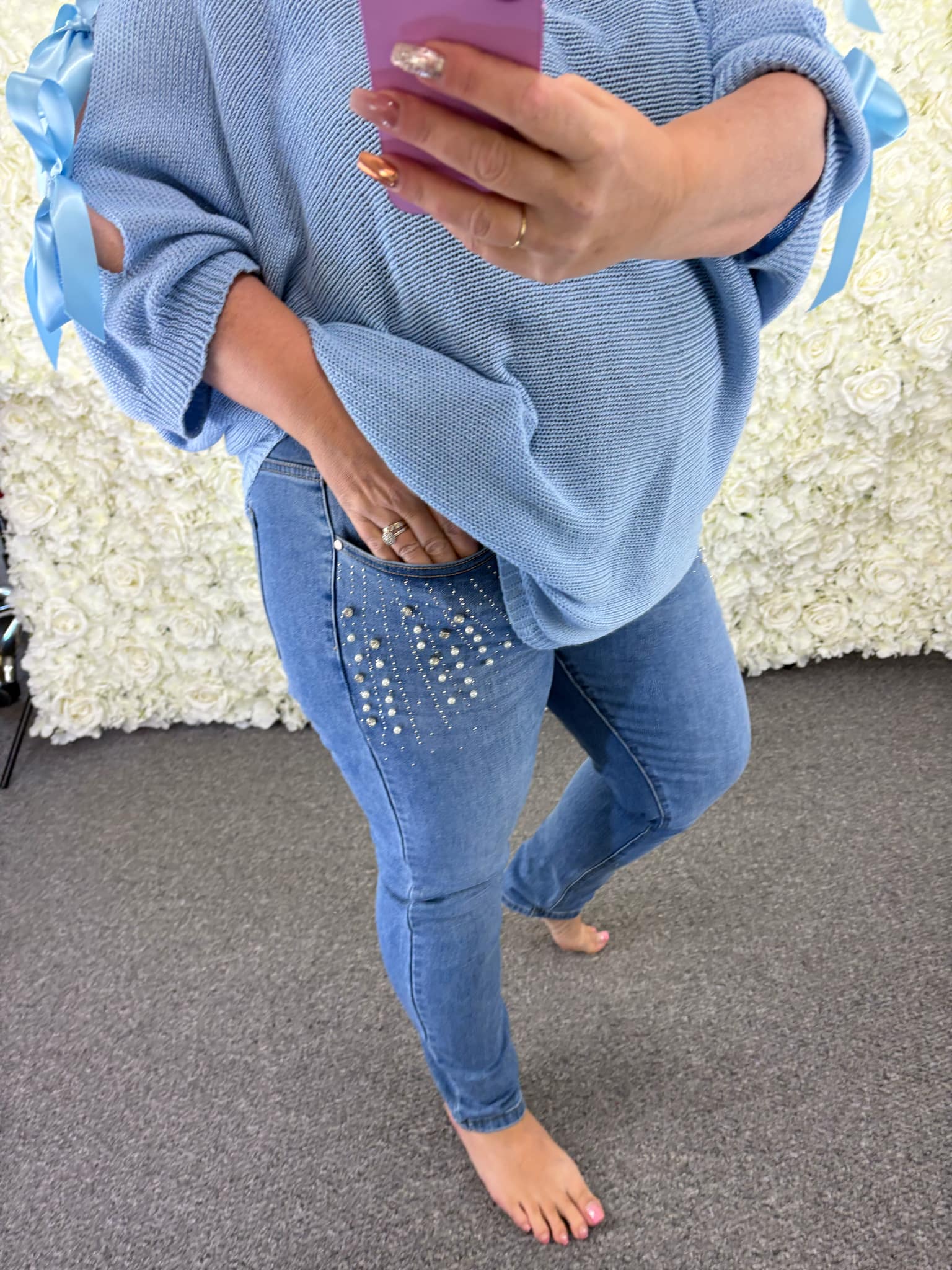 KARA - Pearl & Rhinestone Bling Jeans