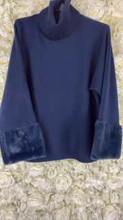 Beth - Faux Fur Sleeve Jumper 12 to 20