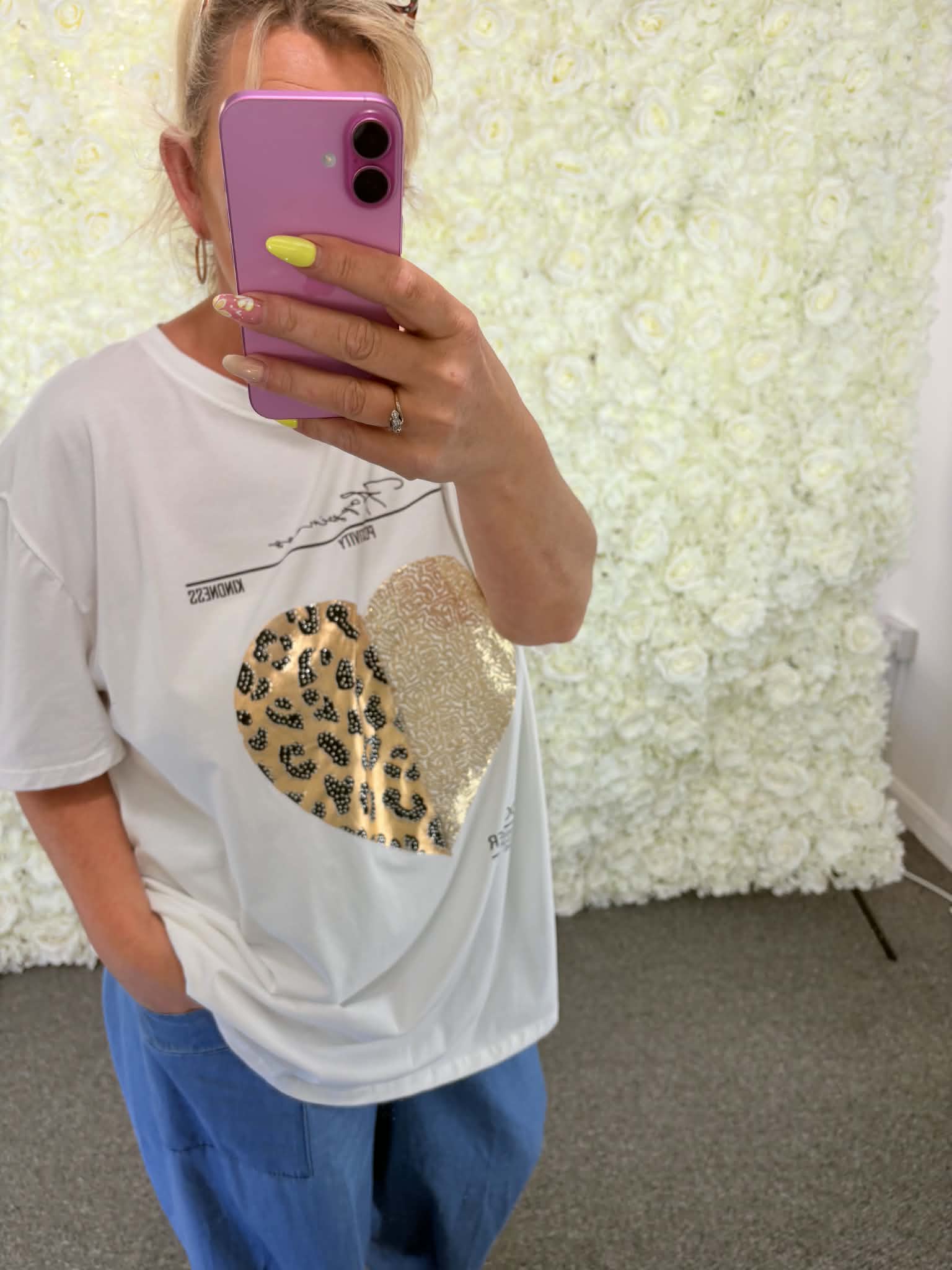 Talia - Cotton Diamante Heart T shirt 16 to 24