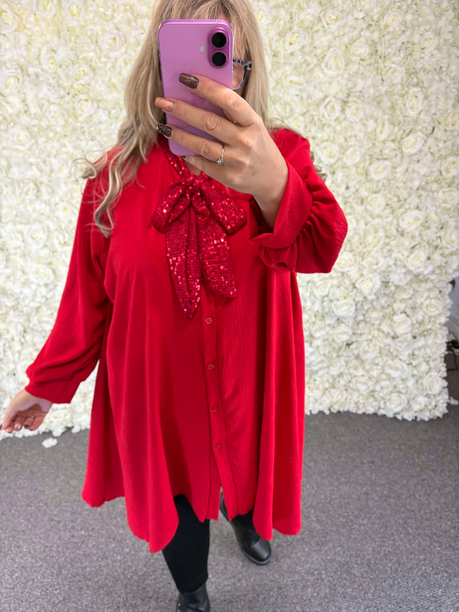 Mollie - Sequin Bow Blouse 16 to 24