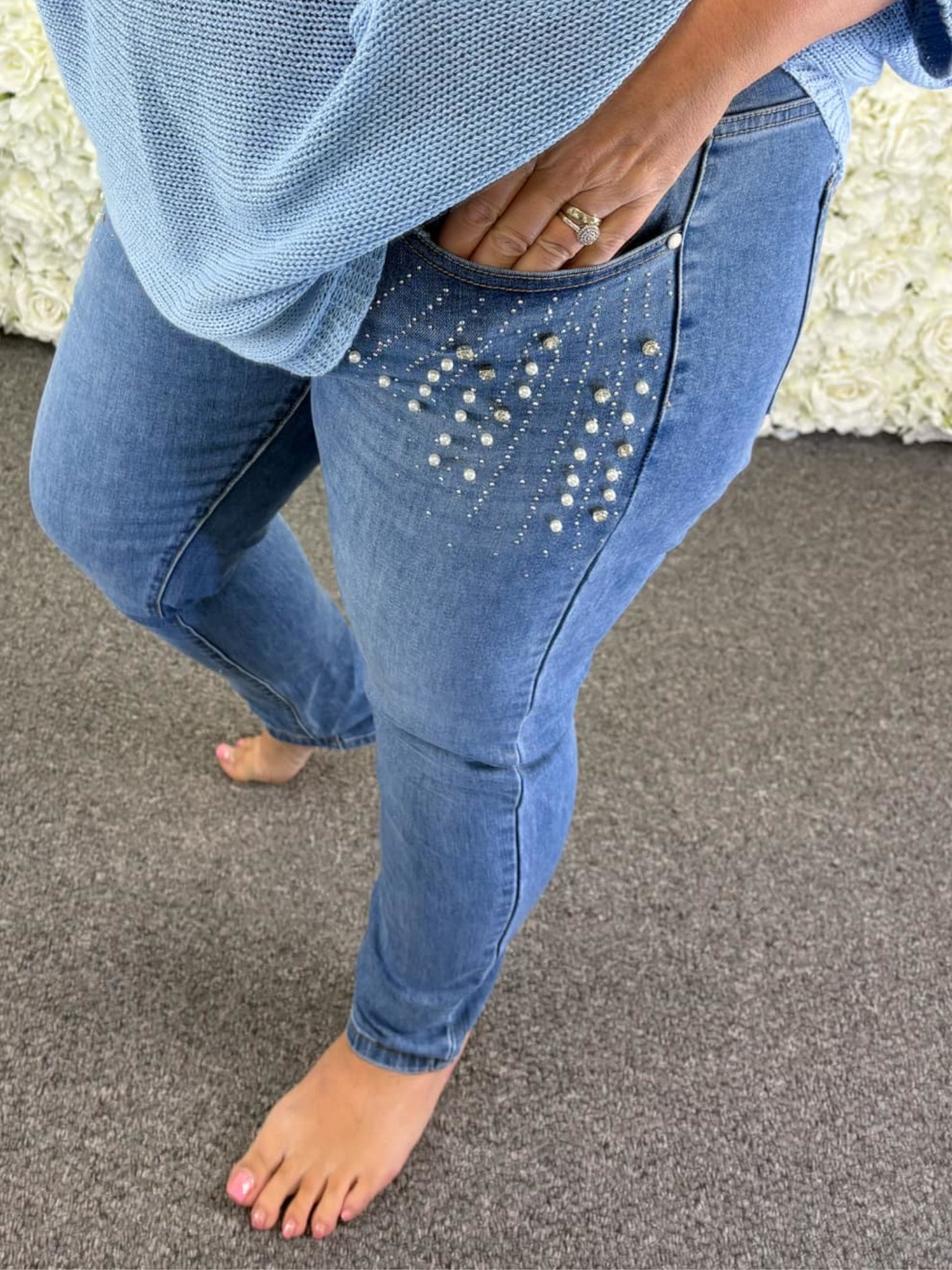 KARA - Pearl & Rhinestone Bling Jeans