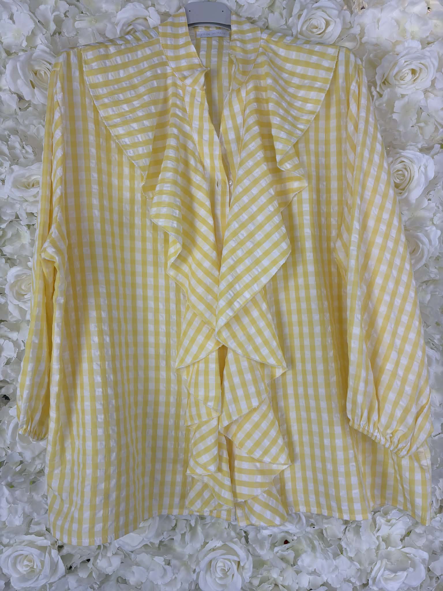 Carrin - Gingham Check Ruffle Blouse 14 to 24