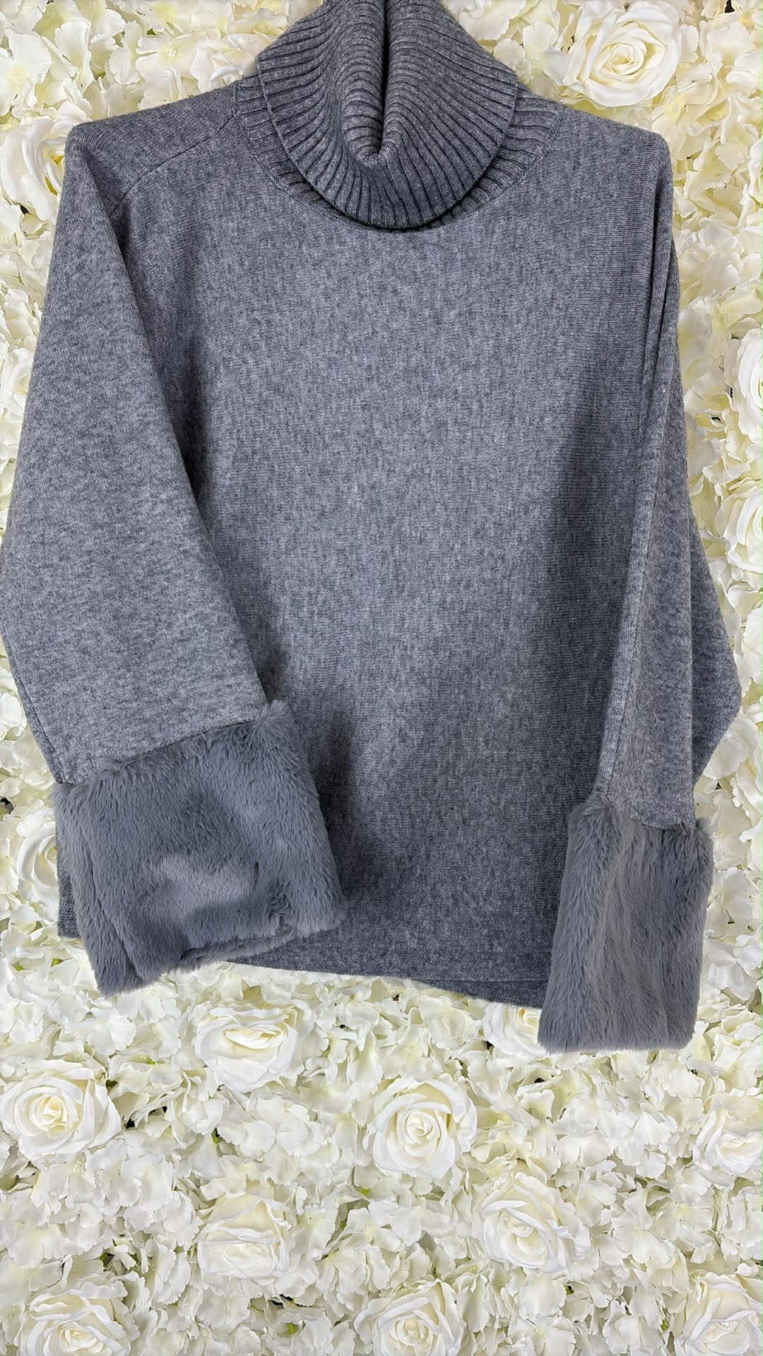 Beth - Faux Fur Sleeve Jumper 12 to 20