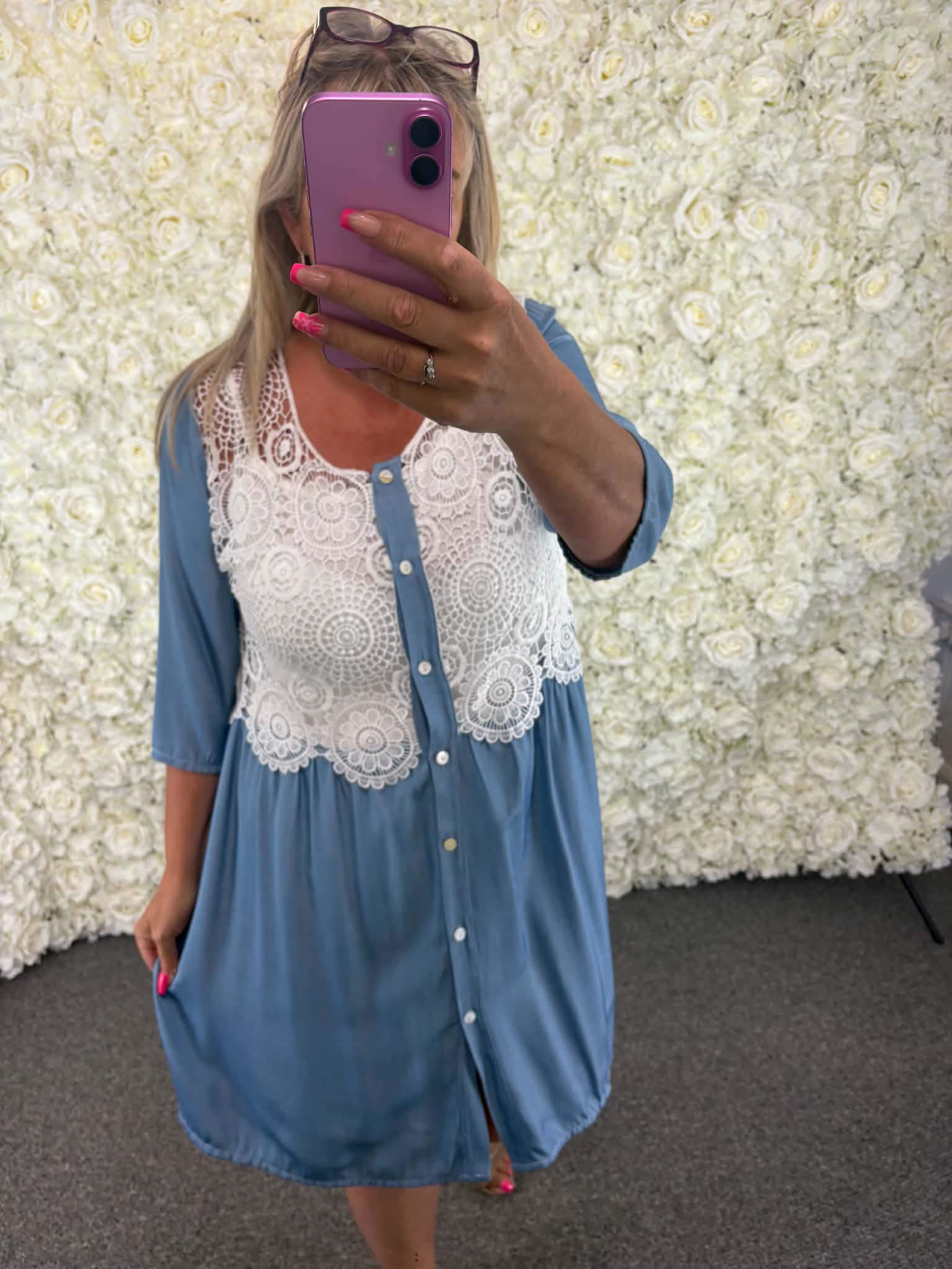Pixie - Denim Style Crochet Dress 10 to 14/16