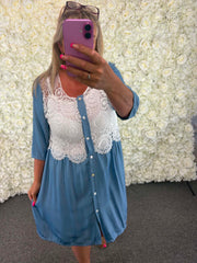 Pixie - Denim Style Crochet Dress 10 to 14/16