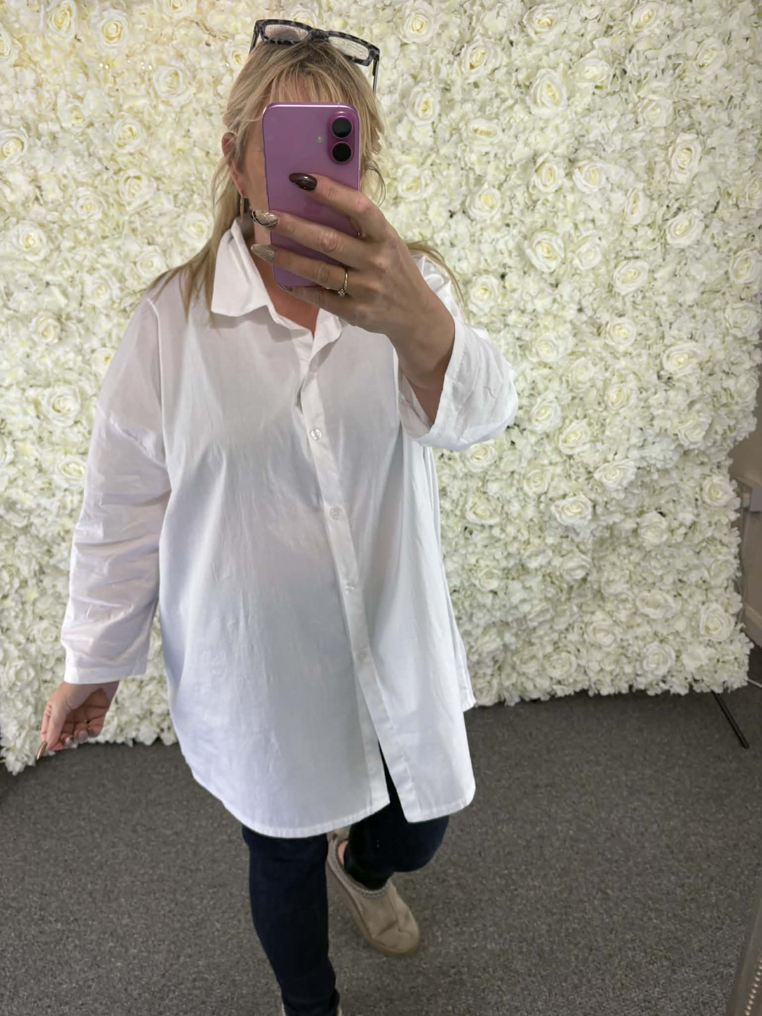 Carol - White plain Blouse 16 to 24