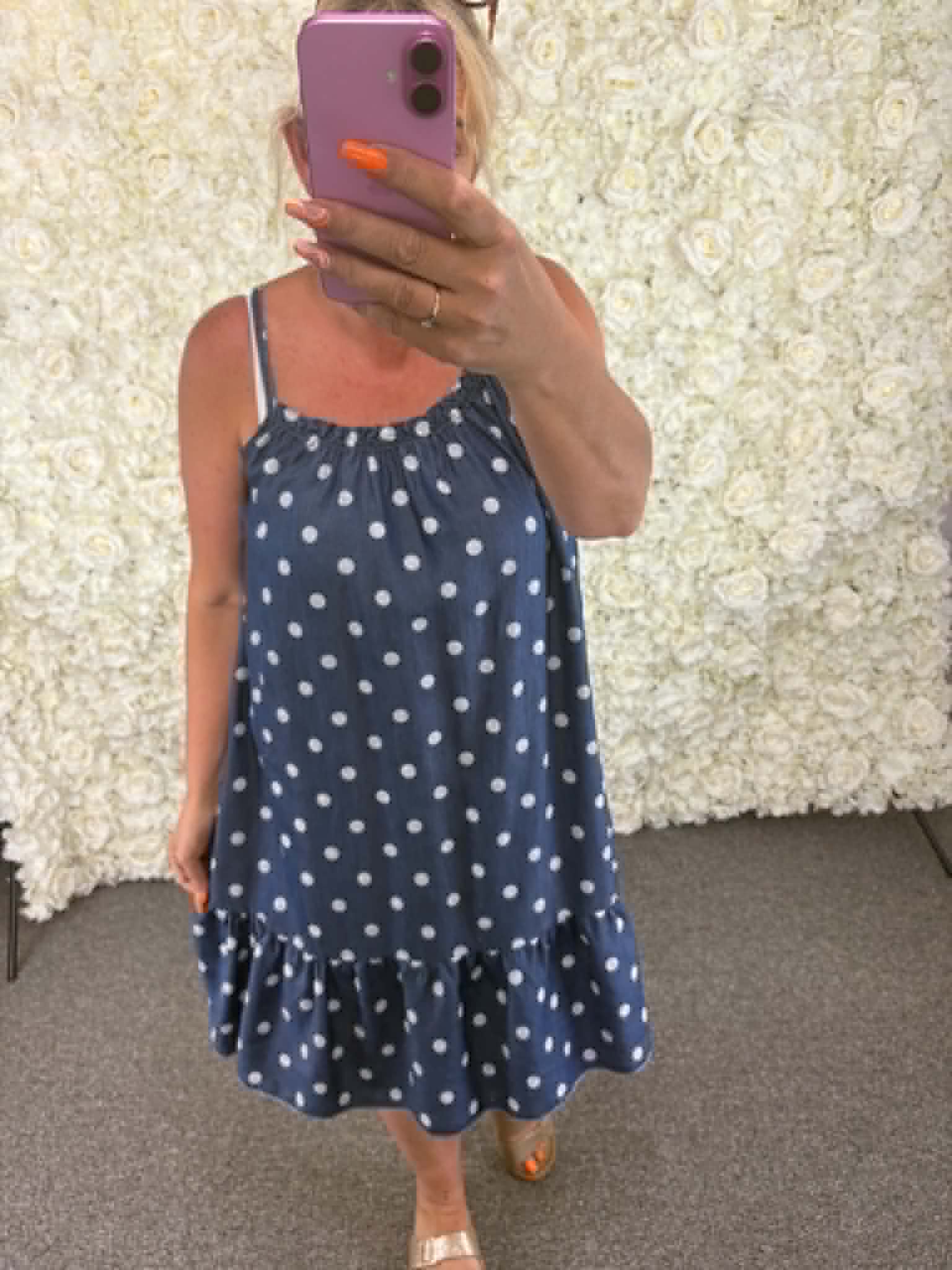 FLAVIE - Polka Dot Denim Dress 12 to 18/20