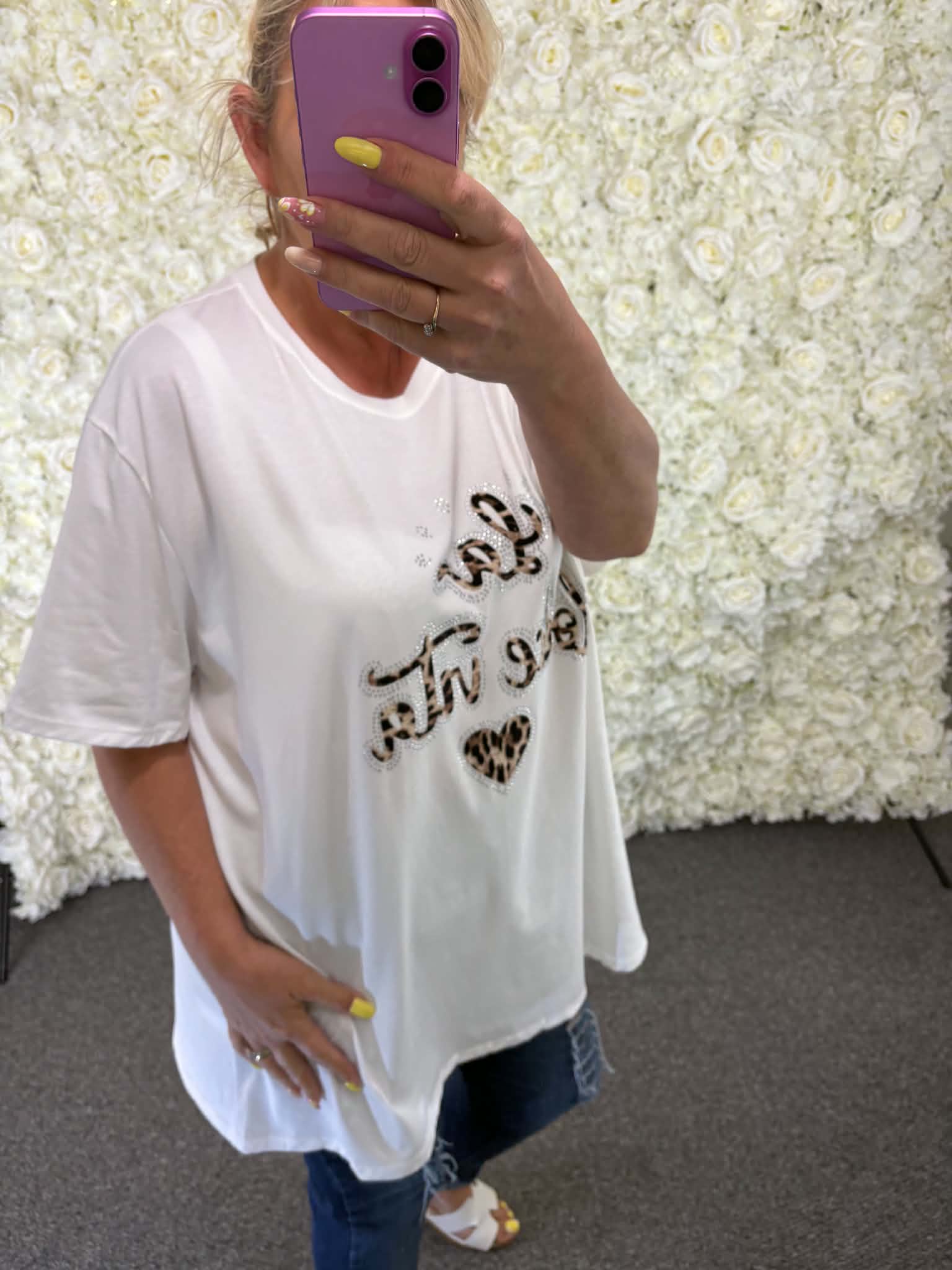 Oslo - Bling Leopard Print Heart T shirt 16 to 24