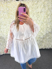 SCARLETT - Luxury Lace Arm Blouse 14 to 24