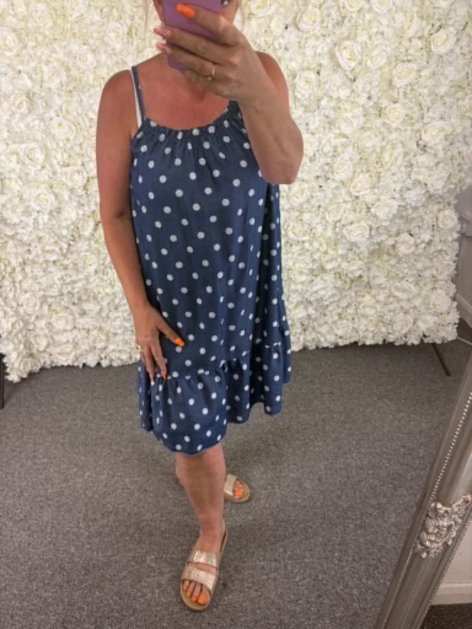 FLAVIE - Polka Dot Denim Dress 12 to 18/20