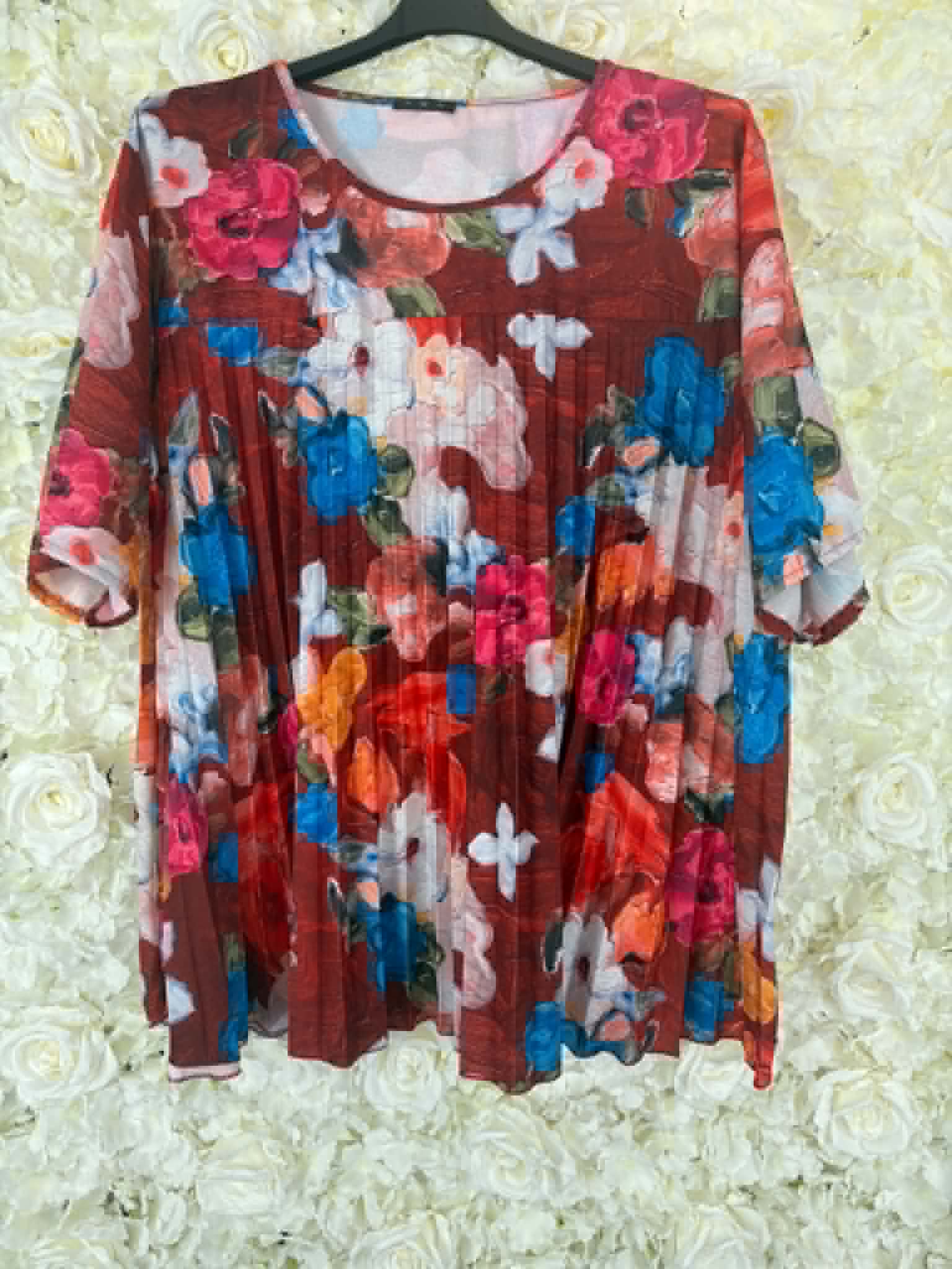SHERRY - Floral Pleated Blouse 14 to 24