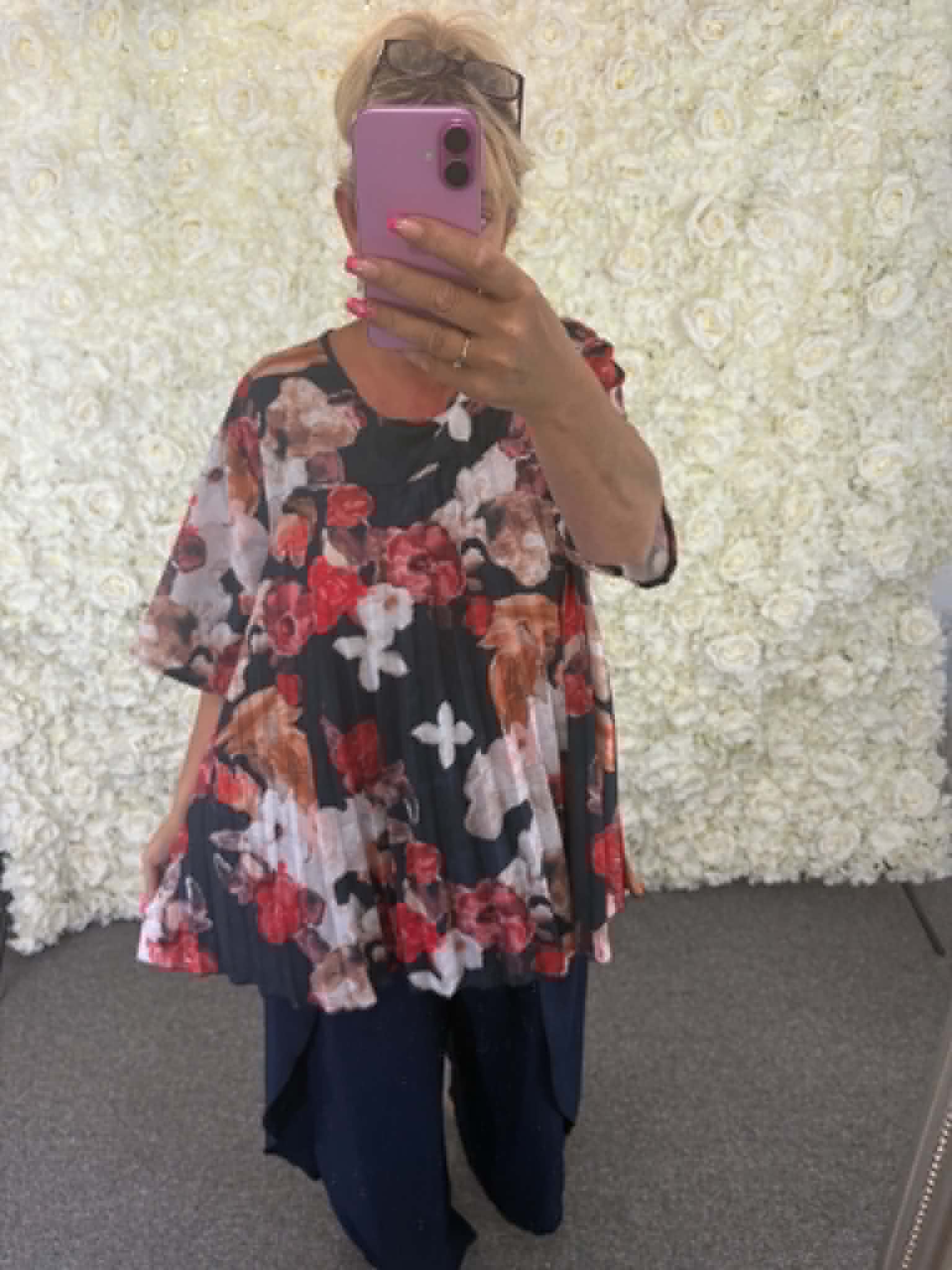 SHERRY - Floral Pleated Blouse 14 to 24
