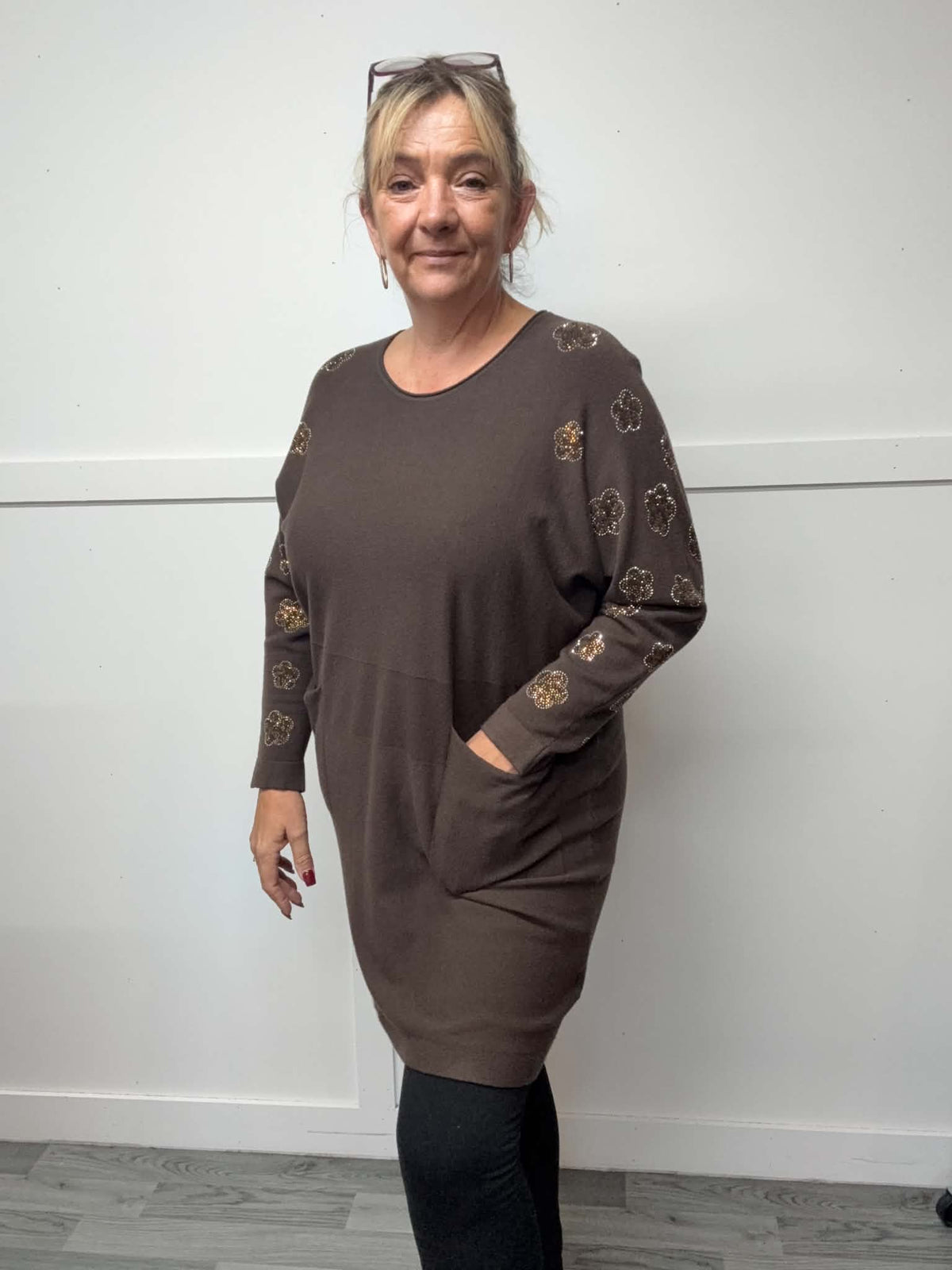 SHARON - Bling Flower Jumper Dress 14 to 24