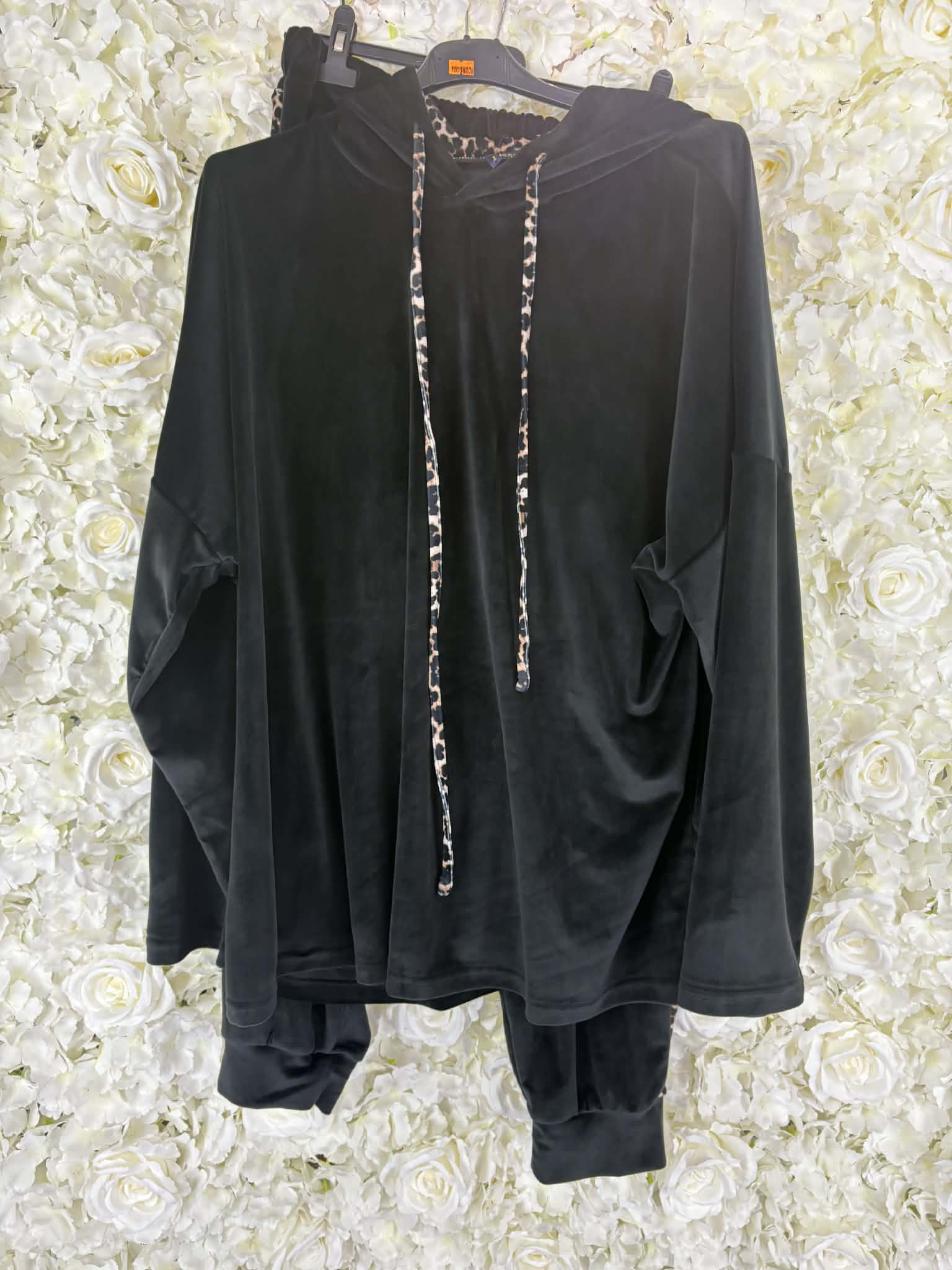 Novie - Velour Leopard Trim Loungesuit 16 to 24