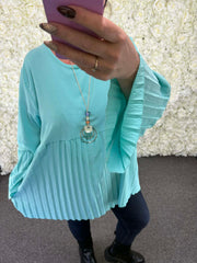 LEANNE - Pleated Necklace Blouse 14 to 24