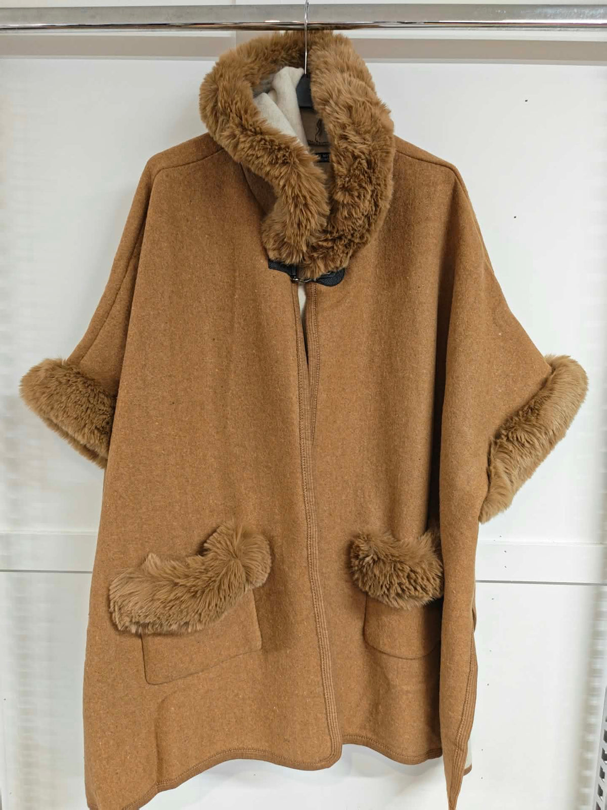 ELENA - Faux Fur Hooded Poncho 12 to 26/28