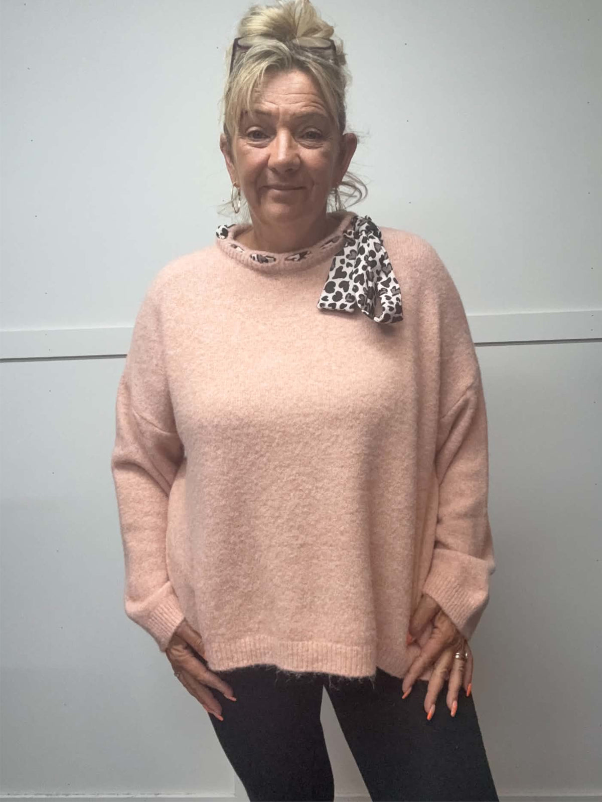 CASSIE - Leopard Print Scarf Jumper 14 to 24