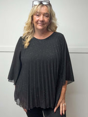 SOPHIA - Pleated Sparkle Blouse 14 to 22