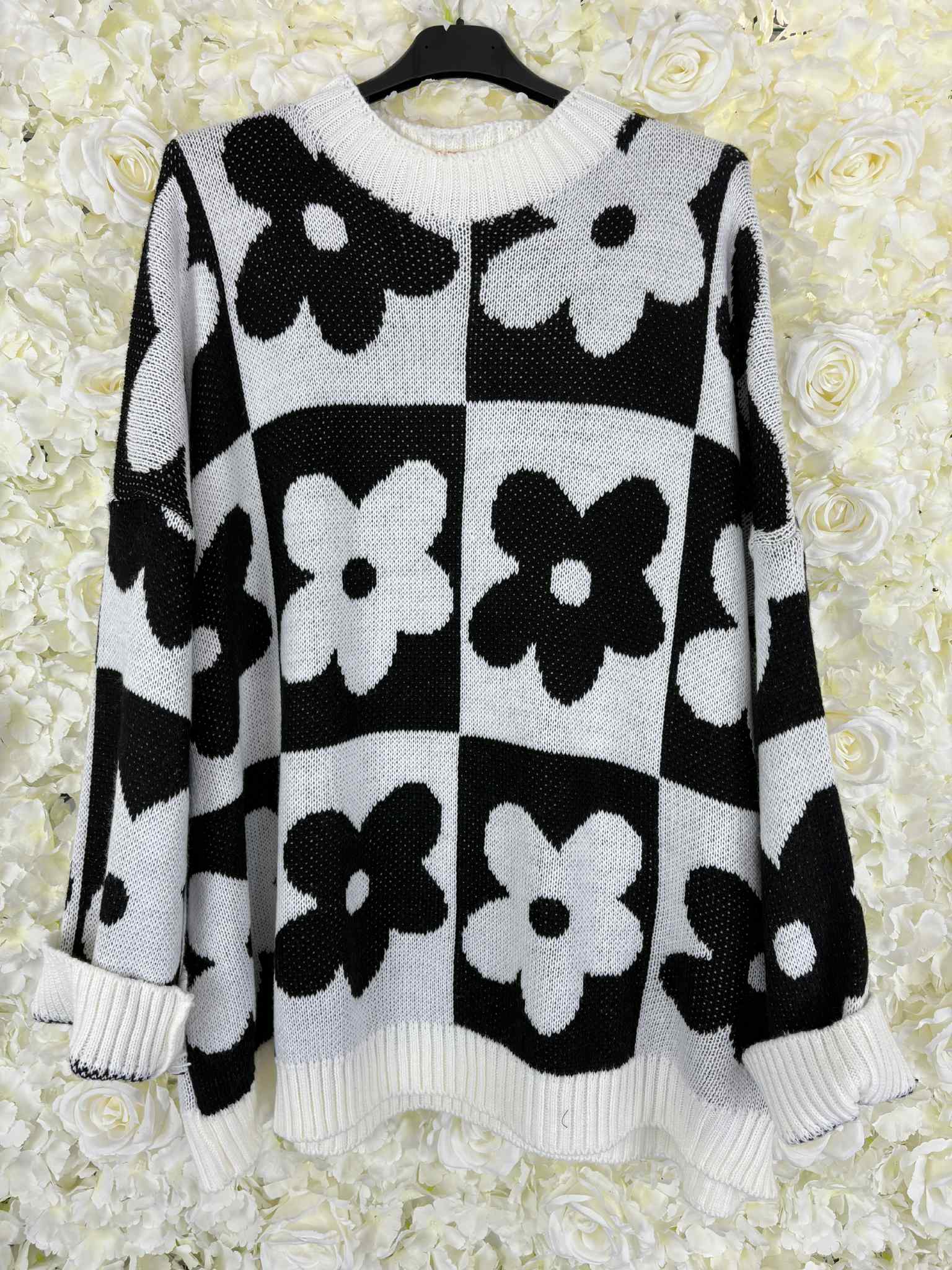 Cleo - Chunky Flower Print Jumper  14 to 24