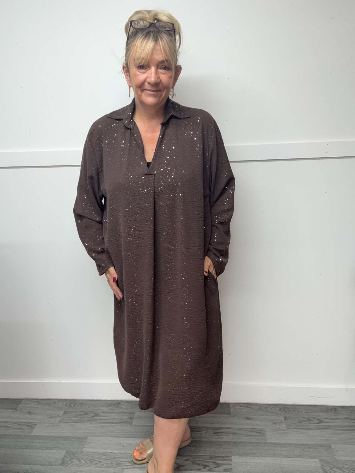 HAZEL - Sparkle Shirt Dress 14 to 24