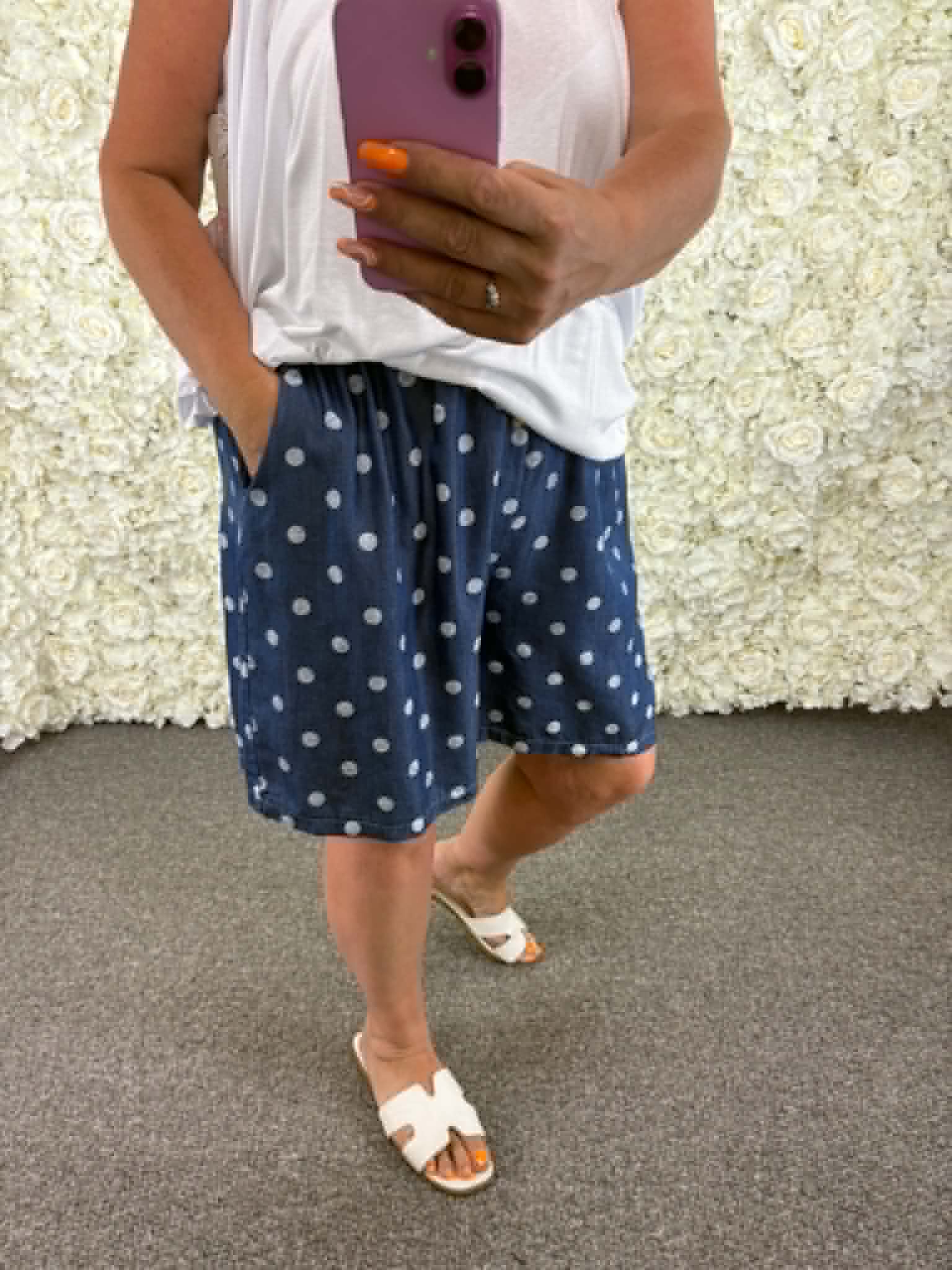 Jilly - Polka Dot Denim Shorts 14 to 24