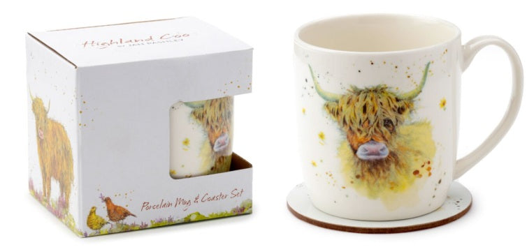Highland cow mug & coaster