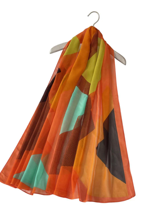 Janet - Geo Print Chiffon Scarf