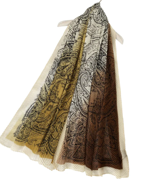 Toni - Paisley Print Crinkle/Pleated Effect Scarf