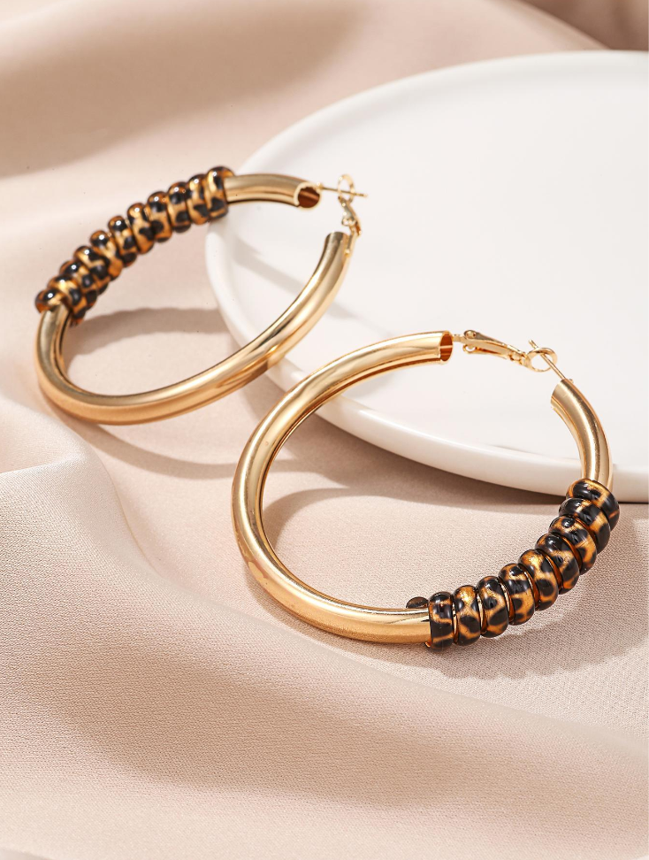 Avron - Leopard Print Hoop Earrings