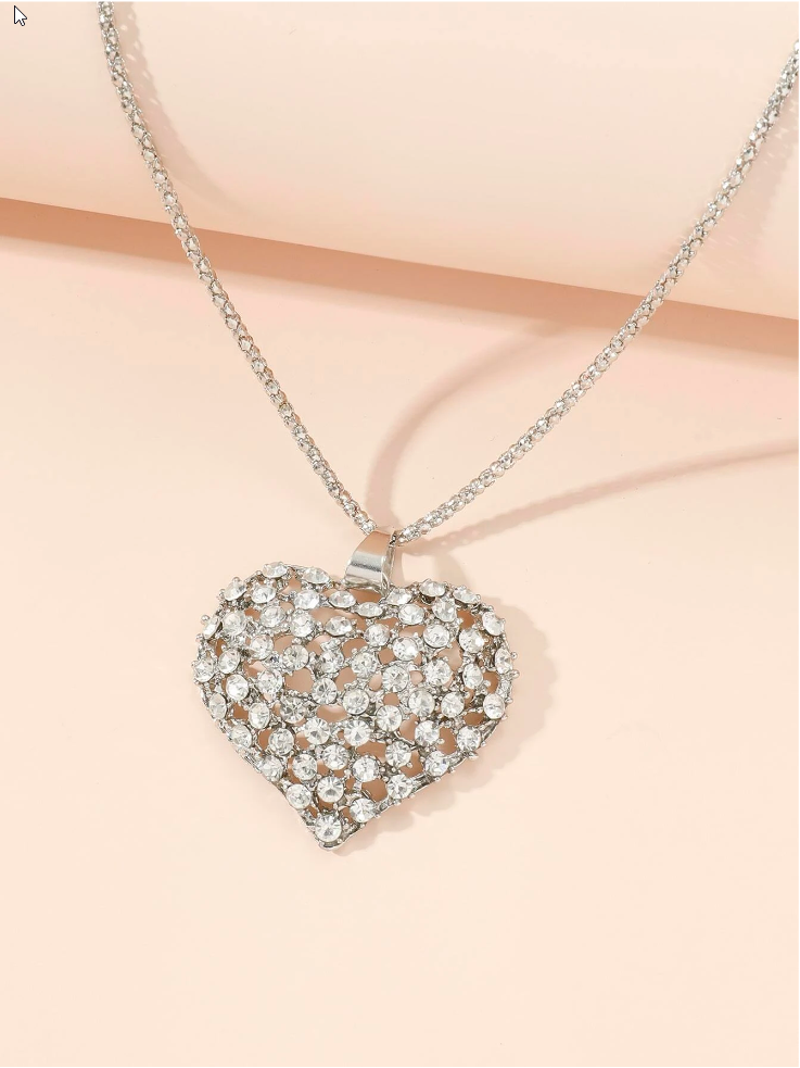 Elise = Diamante Heart Necklace