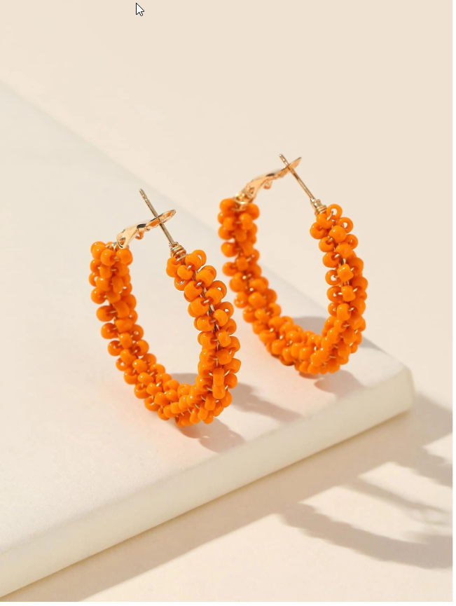 Tina - Beaded Hoop Earrings