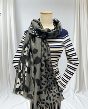 Harmony - Leopard Print & Striped Bordered Scarf