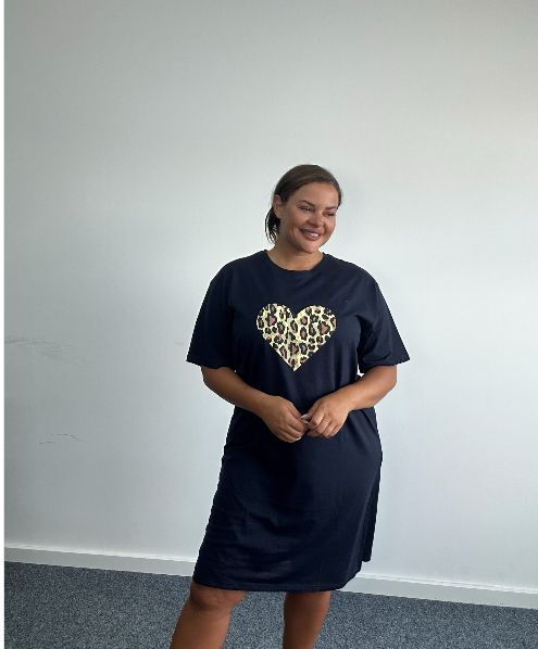 Keira - Leopard Print Heart Nightshirt